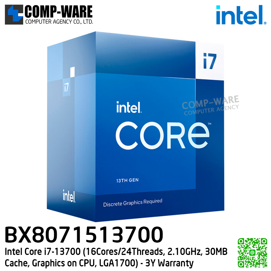CPU BX8071513700 Intel Core i7-13700 (16Cores/24Threads, 2.10GHz, 30MB Cache, Graphics on CPU, LGA1700) - 3Y Warranty