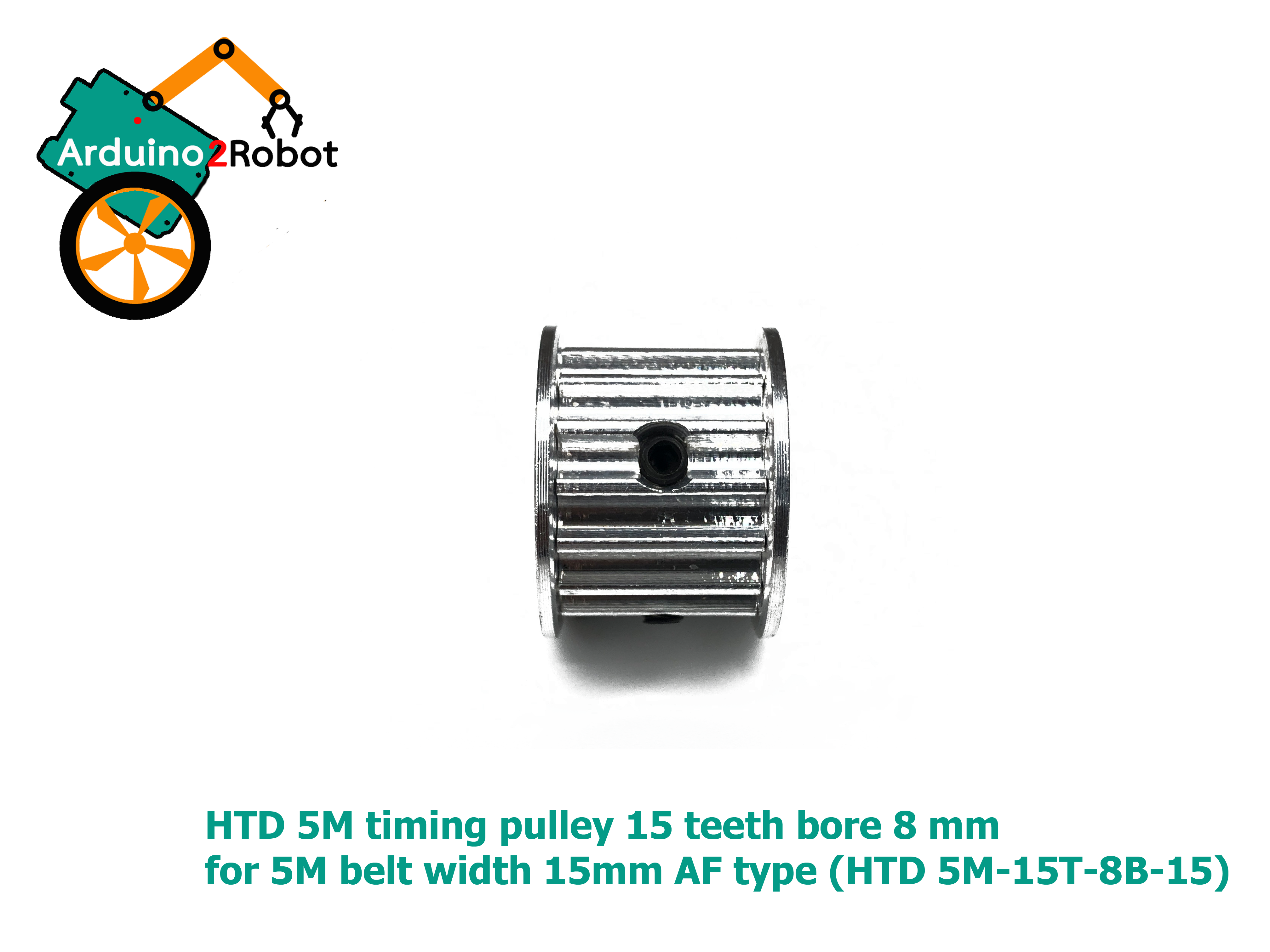 HTD 5M timing pulley 15 teeth bore 8 mm for 5M belt width 15mm AF type (HTD 5M-15T-8B-15)