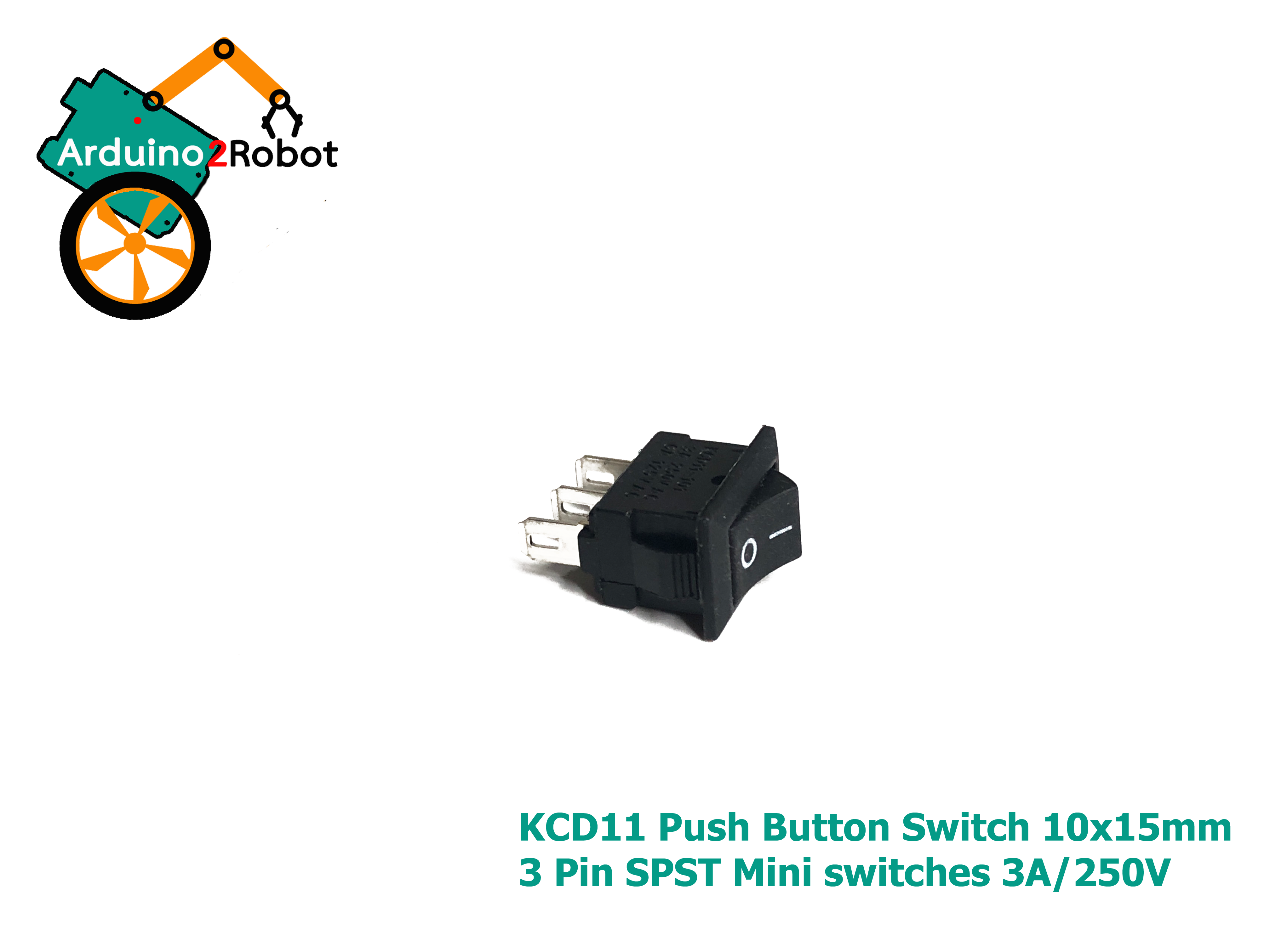 KCD11 Push Button Switch สีดำ 10x15mm 3 Pin SPST Mini switches 6A/125V 3A/250V Snap-in ON-OFF
