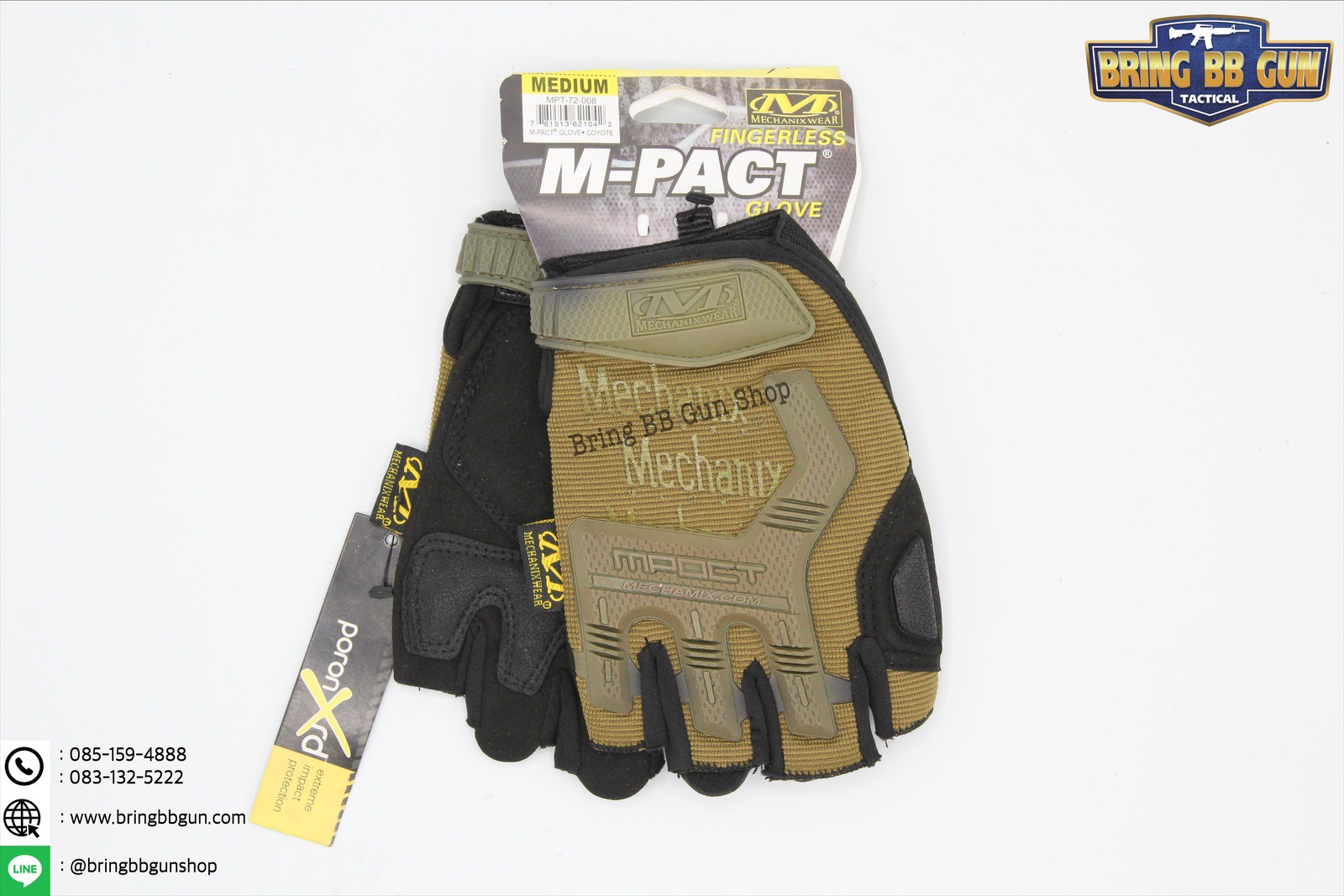 ถุงมือครึ่งนิ้ว ยี่ห้อ Mechanix รุ่น M-Pact