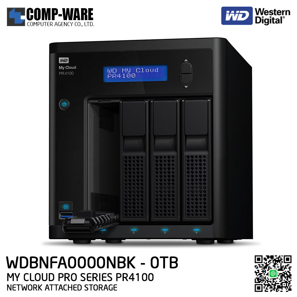 WD 0TB My Cloud Pro Series PR4100 4-Bay Network Attached Storage (No HDD) - WDBNFA0000NBK-SESN