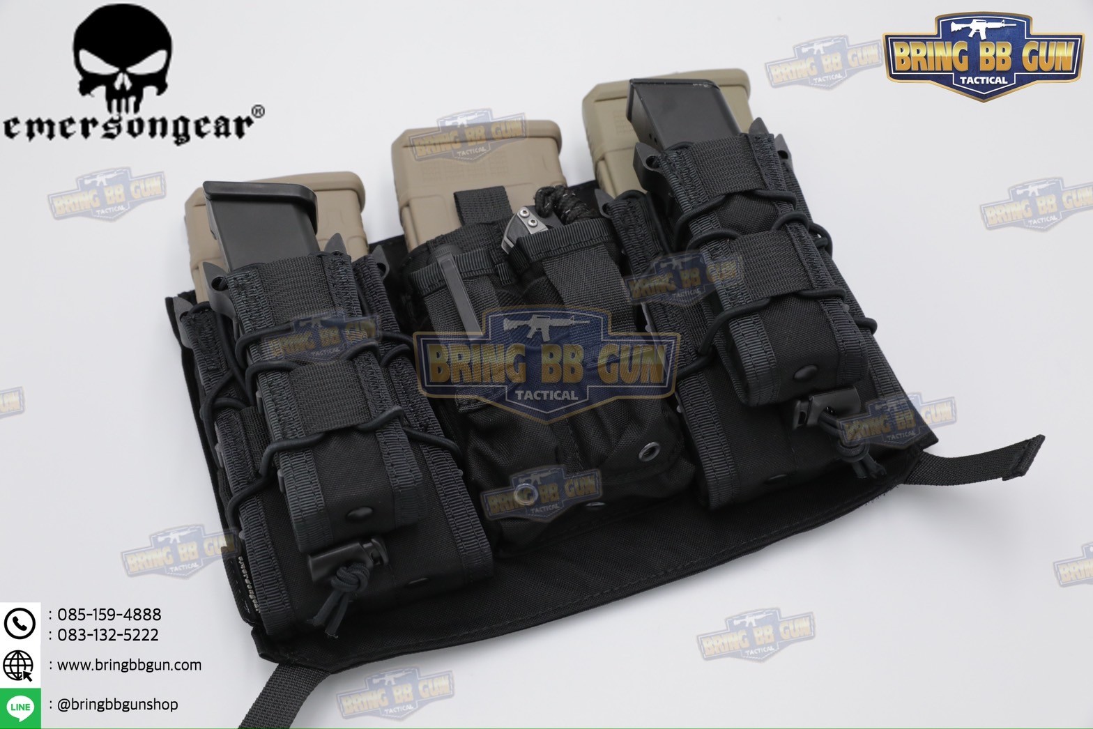 เพ้าแม็กกาซีน5.56พร้อมเพ้าแม็กกาซีนปืนสั้น ระบบ Velcro Front Panel ขนาดก้ามปู 3cm.ยี่ห้อ Emerson (Attacker Panel for 420) (Velcro Front Panel)