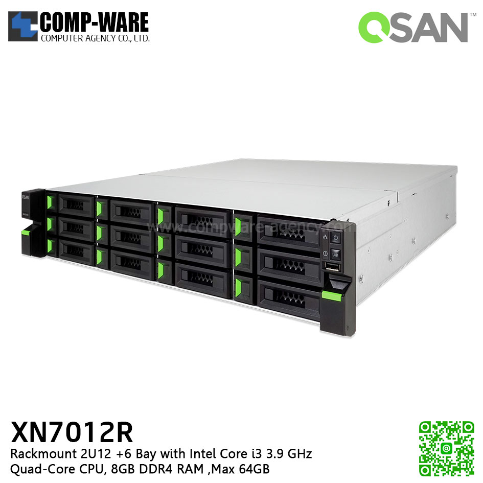 QSAN (12+6 Bays) XCubeNAS XN7012R (8GB RAM) Rackmount 2U NAS Storage , No HDD