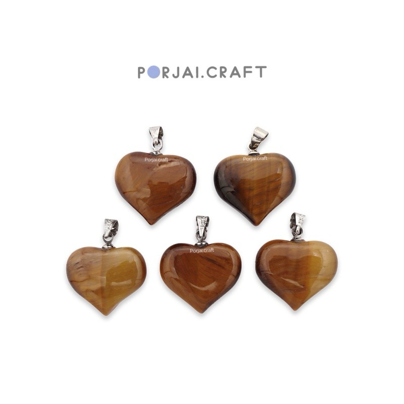 Yellow Tiger Eye Heart Pendant จี้หัวใจไทเกอร์อาย 19mm