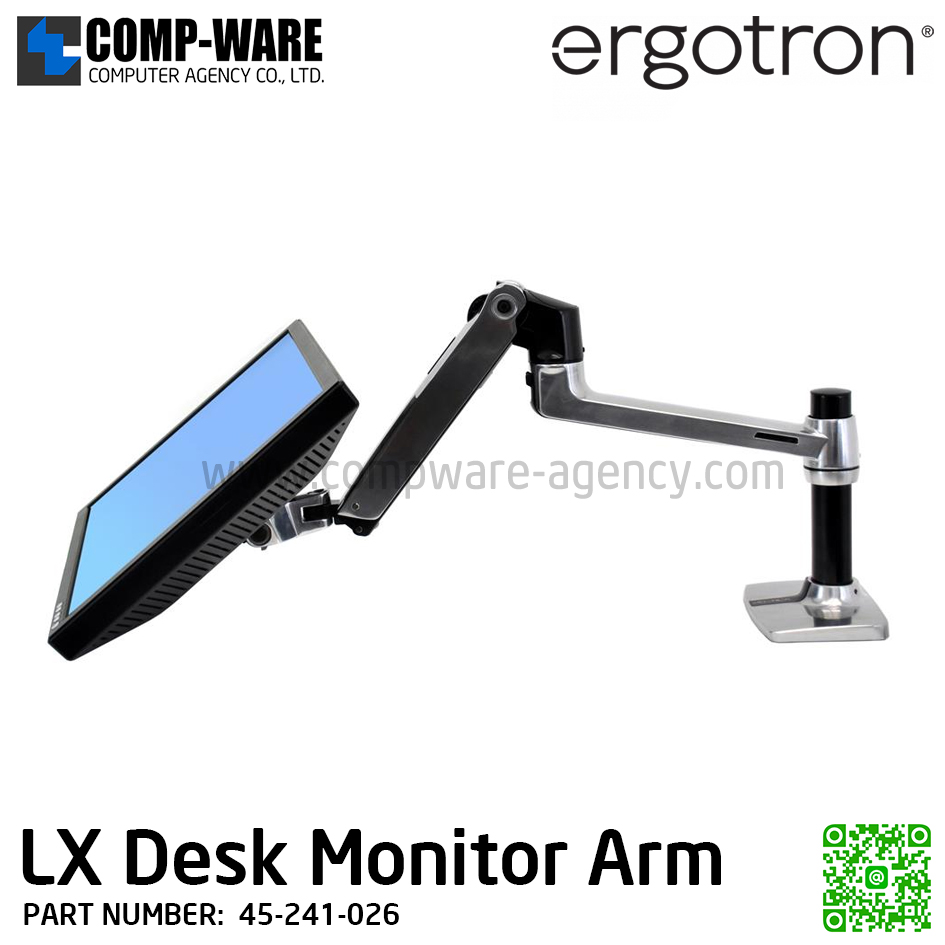 Ergotron LX Desk Mount LCD Monitor Arm (polished aluminum) EGT-45-241-026 (10Y Warranty)