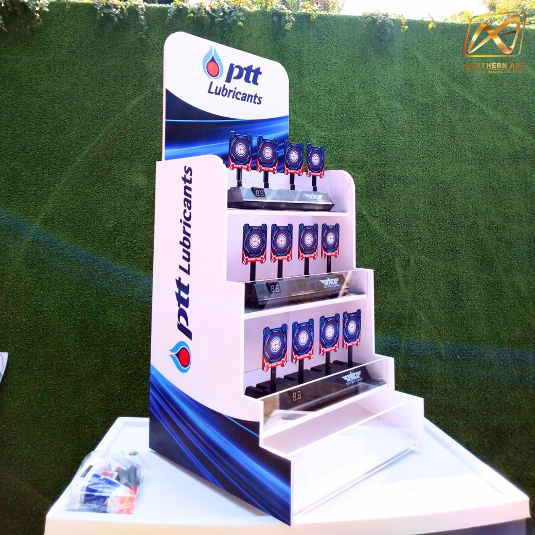 เกมส์ยิงเป้าตั้งโต๊ะ ขนาด (W)40 x (D)40 x (H)90 cm. พร้อมเป้านิ่ง 4 แผ่น 3 ชุด และปืนกระสุนโฟม 1 กระบอก