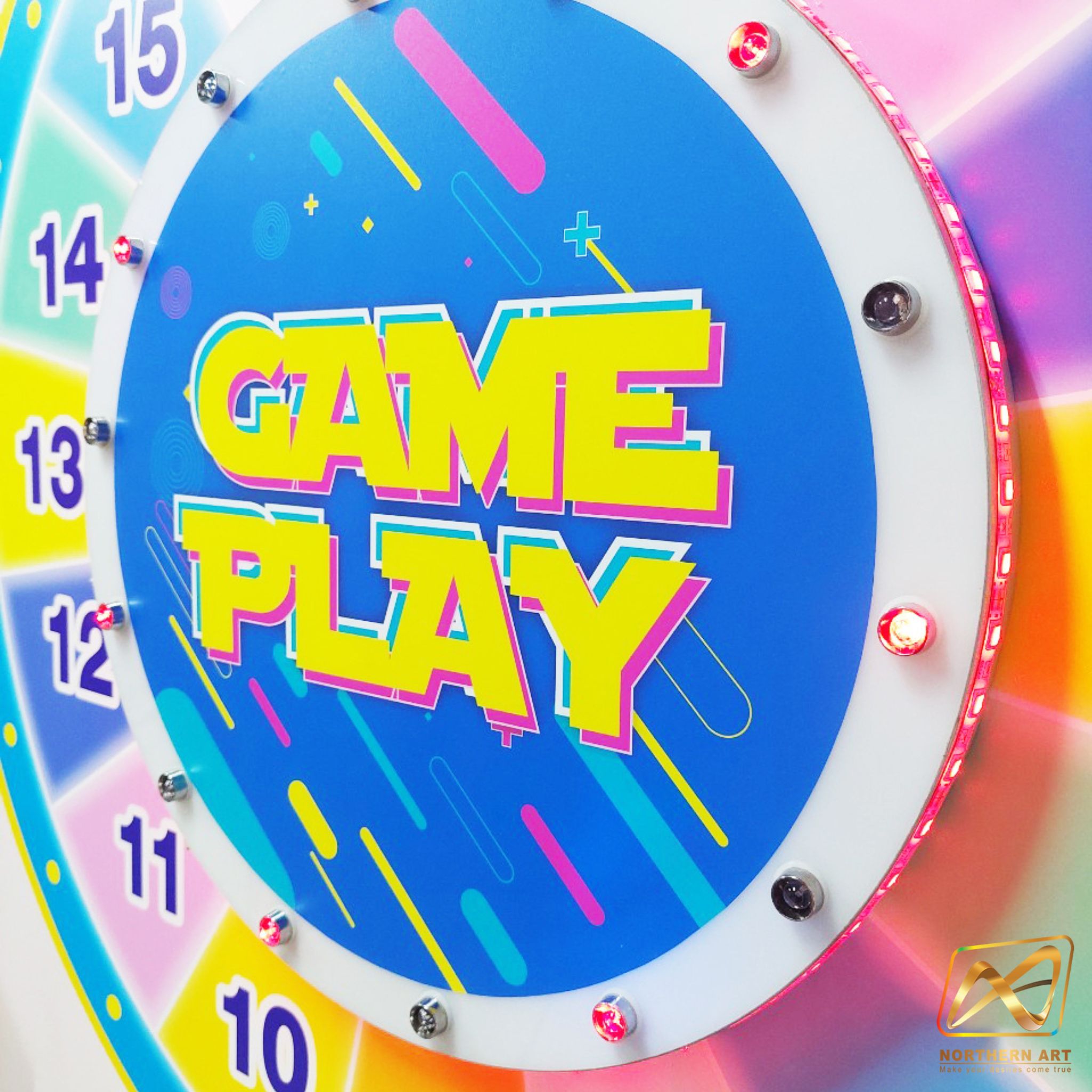 เช่าเกมส์วงล้อ LED ตั้งพื้น รุ่นไฟวิ่ง ระบบสัมผัส พร้อมไฟกระพริบเปลี่ยนสีได้ ขนาดวงล้อ 80 ซม.สูง 170 ซม. สามารถเปิดสปอร์ตโฆษณาได้ มีลำโพงในตัว