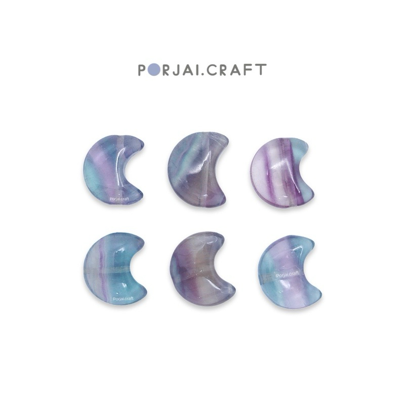 Rainbow Fluorite Moon Bead ลูกปัดพระจันทร์ฟลูออไรด์สีรุ้ง