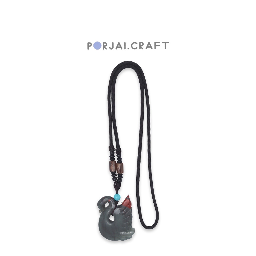 African Blood Stone Swan Necklace สร้อยคอหงส์ แอฟริกันบลัดสโตน