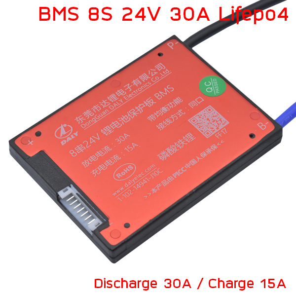 BMS Daly 8S 24V 30A LiFePo4 วงจรป้องแบตเตอรี่ อนุกรม 8 ก้อน สำหรับแบตเตอรี่ ลิเธียมฟอสเฟต