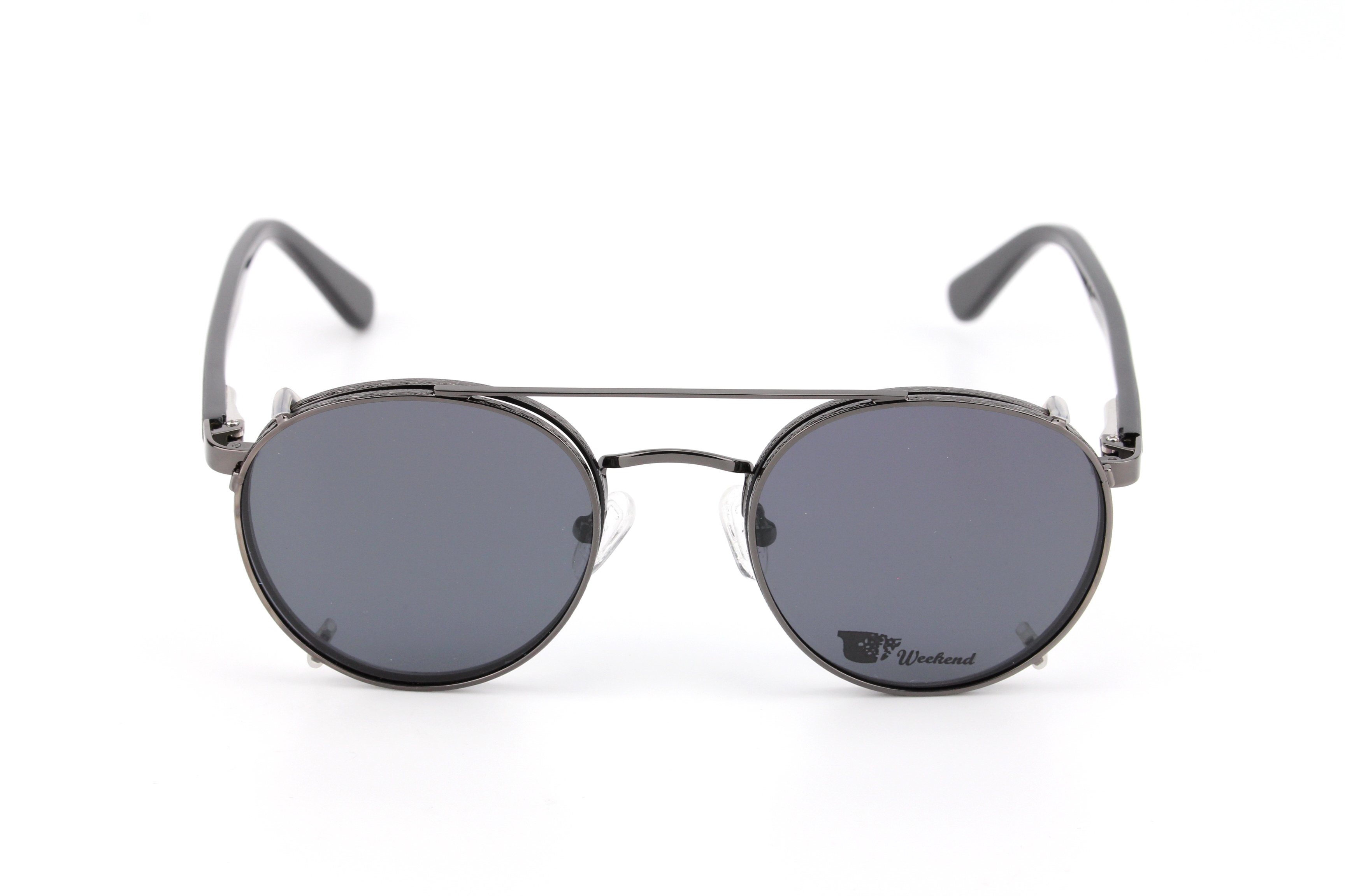 กรอบแว่นสายตาพร้อมคลิปกันแดด Weekend Round Gunmetal