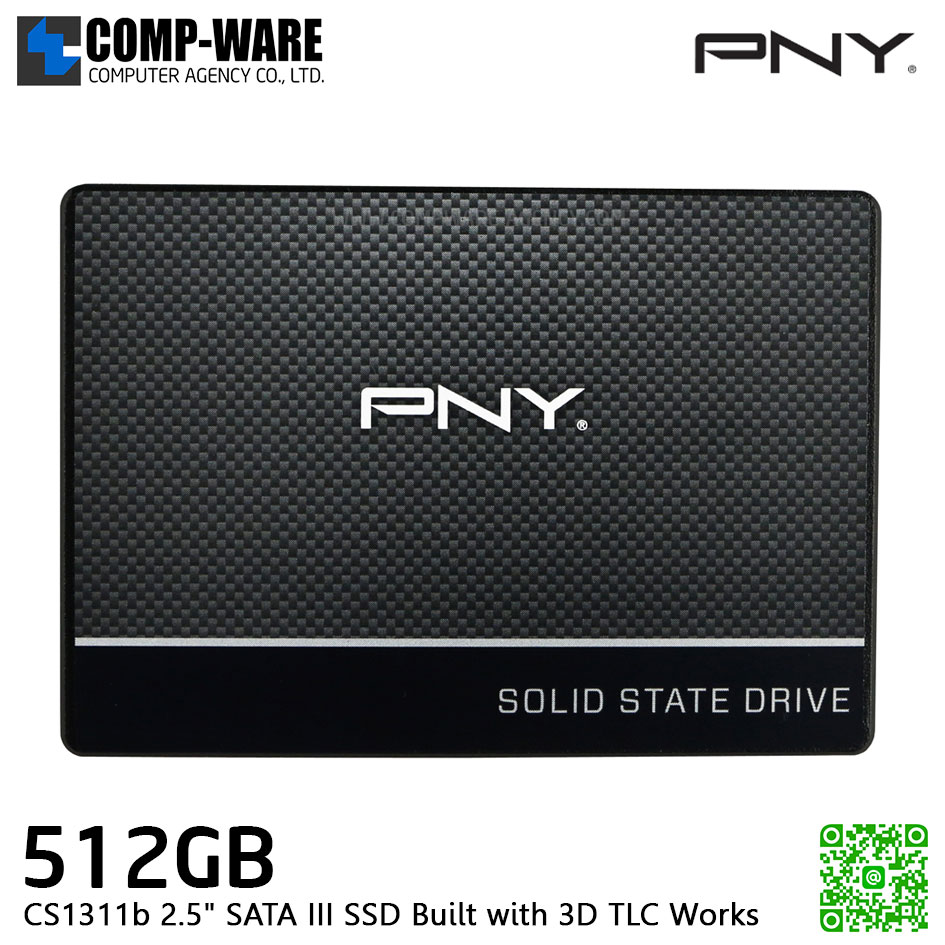 PNY 512GB CS1311b 2.5" SATA III SSD SSD7CS1311B-512-RB Built with 3D TLC Works with Desktops or Laptops 20X faster
