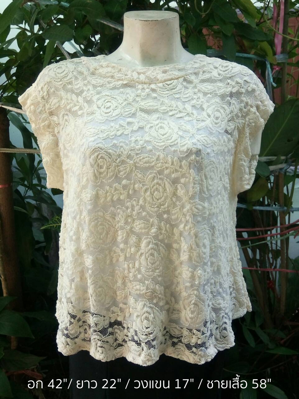 NNandNN Shop 3 0004 เสื้อลูกไม้ คอปาด หลายสี 42"