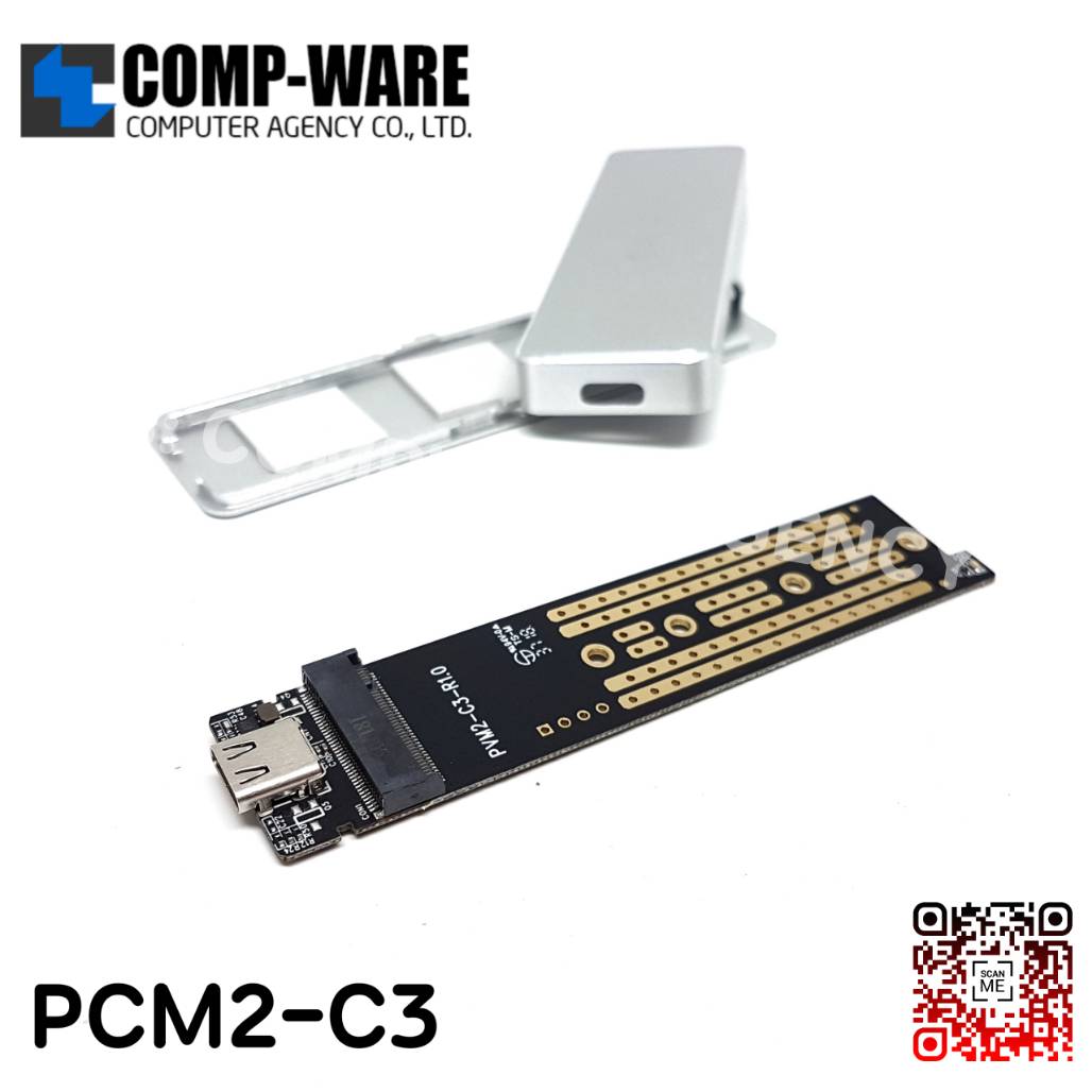 ตัวแปลง Orico PCM2-C3 Mini Push-open M.2 SSD PCIe NVMe to USB3.1 Gen2 10Gbps Aluminum Enclosure สีเงิน