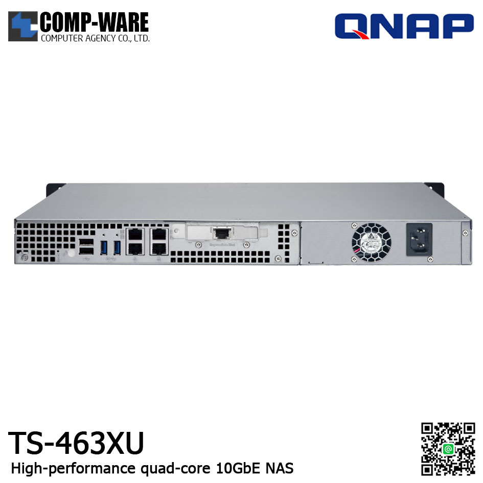 QNAP NAS (1U 4-Bay) TS-463XU (4GB RAM up to 16GB) Single Power Supply , No HDD / No Rail kit