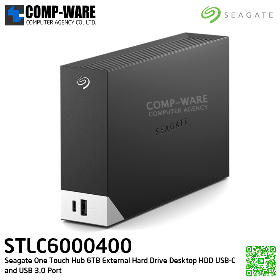 Seagate One Touch Hub 6TB External Hard Drive Desktop HDD USB-C and USB 3.0 Port WITH PASSWORD PROTECTION - STLC6000400