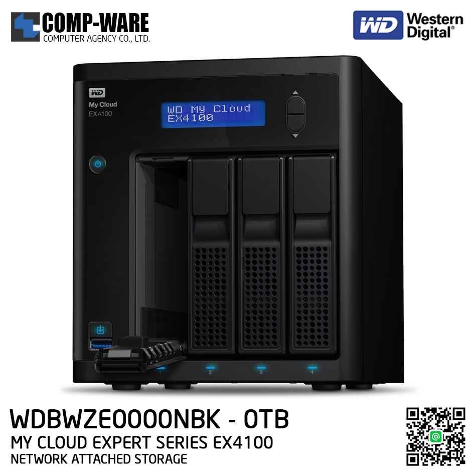 WD 0TB My Cloud Expert Series EX4100 4-Bay Network Attached Storage (No HDD) - WDBWZE0000NBK-SESN