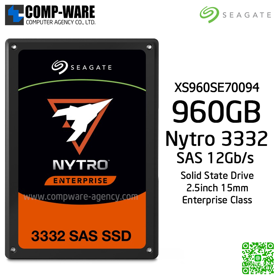 Seagate Nytro 3332 960GB 2.5Inch 15mm Enterprise SSD SAS 12Gb/s ,SED BASE 3D eTLC ,XS960SE70094 (5 Years warranty)