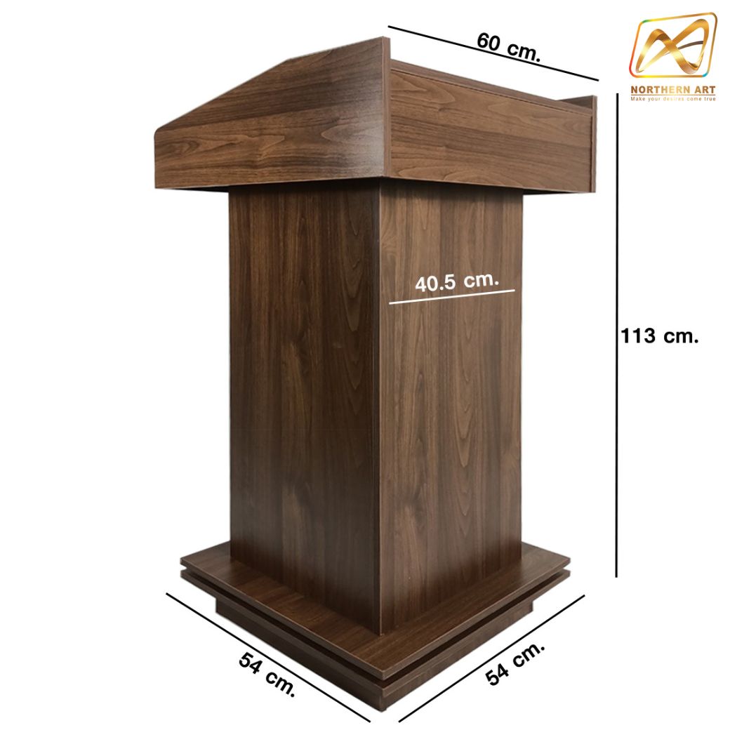 โพเดียมให้เช่า สีโอ๊ค โพเดียมไม้MDF ปิดผิวลายไม้สีบีช ทันสมัย พร้อมบริการรับ-ส่ง กทมฯและปริมณฑล