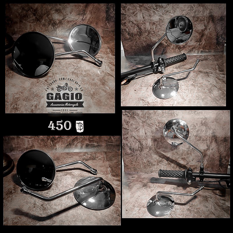 กระจกกลมเงิน วินเทจ เกลียว 8 MM