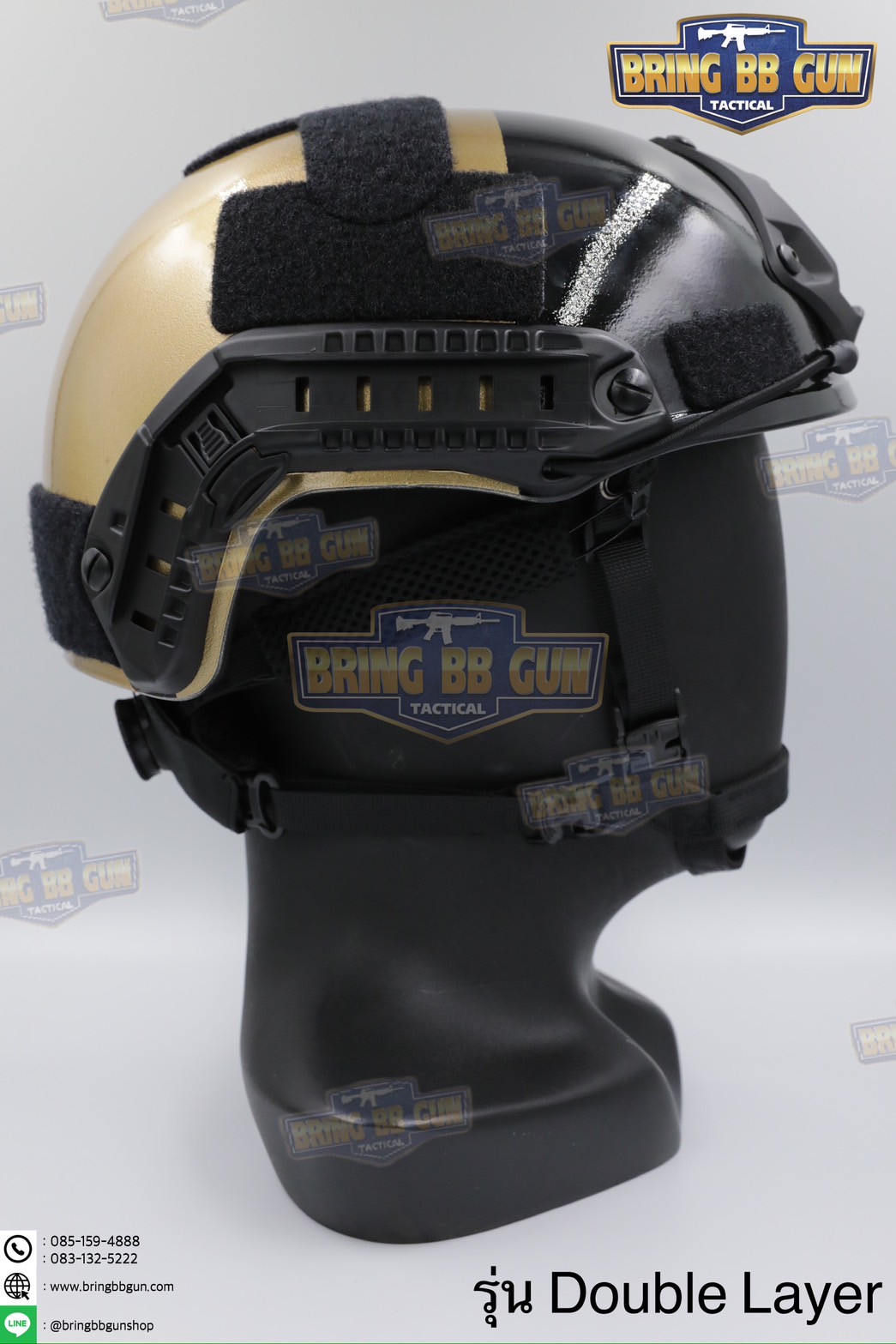 หมวกสายตรวจทรง Fast (หมวกฟาส) หมวกฟาส สีทอง-ดำ (Fast Helmet)