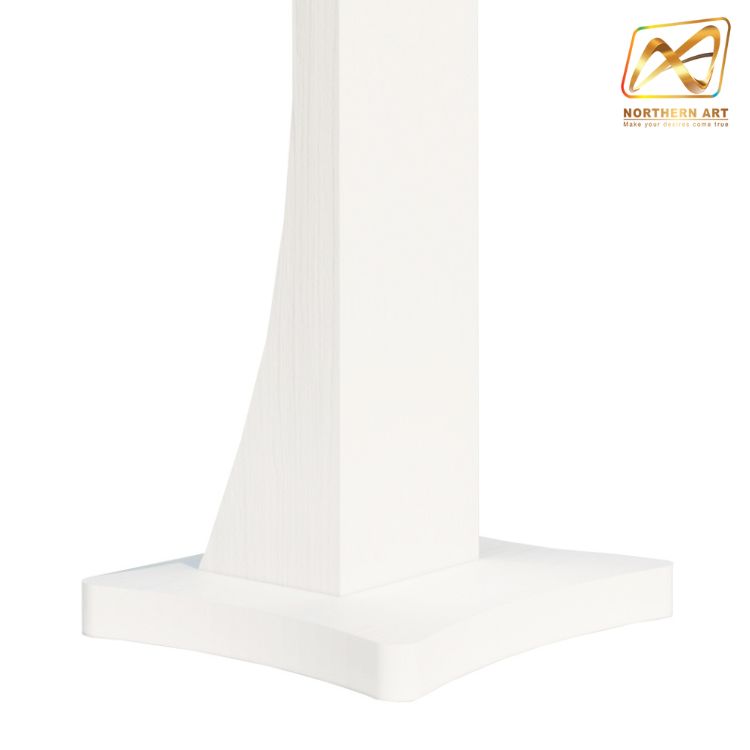 โพเดียมไม้ สีขาว ขนาด (W) 48 x (L) 40 x (H) 120 cm. Top เอียง ปิดทับอะคริลิคใสพร้อมหมุด