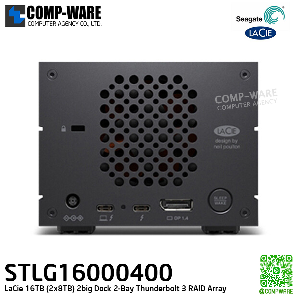 Seagate LaCie 16TB (2x8TB) 2big Dock 2-Bay Thunderbolt 3 RAID Array (Black) - STLG16000400
