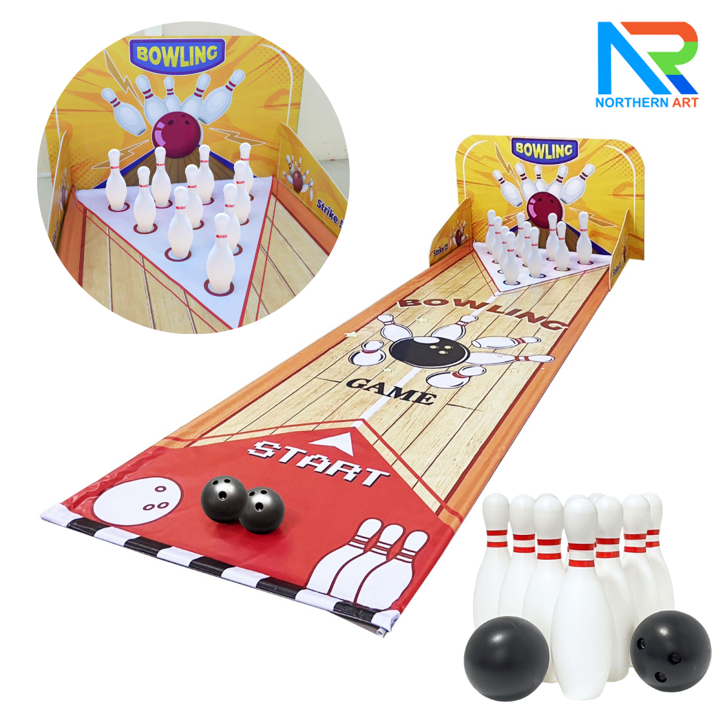 เกมส์โยนโบว์ลิ่งพร้อมไวนิล ขนาดไวนิล (W)120 x (L)400 cm. พร้อมพินโบว์ลิ่ง 10 อันและ ลูกบอล 2 ลูก