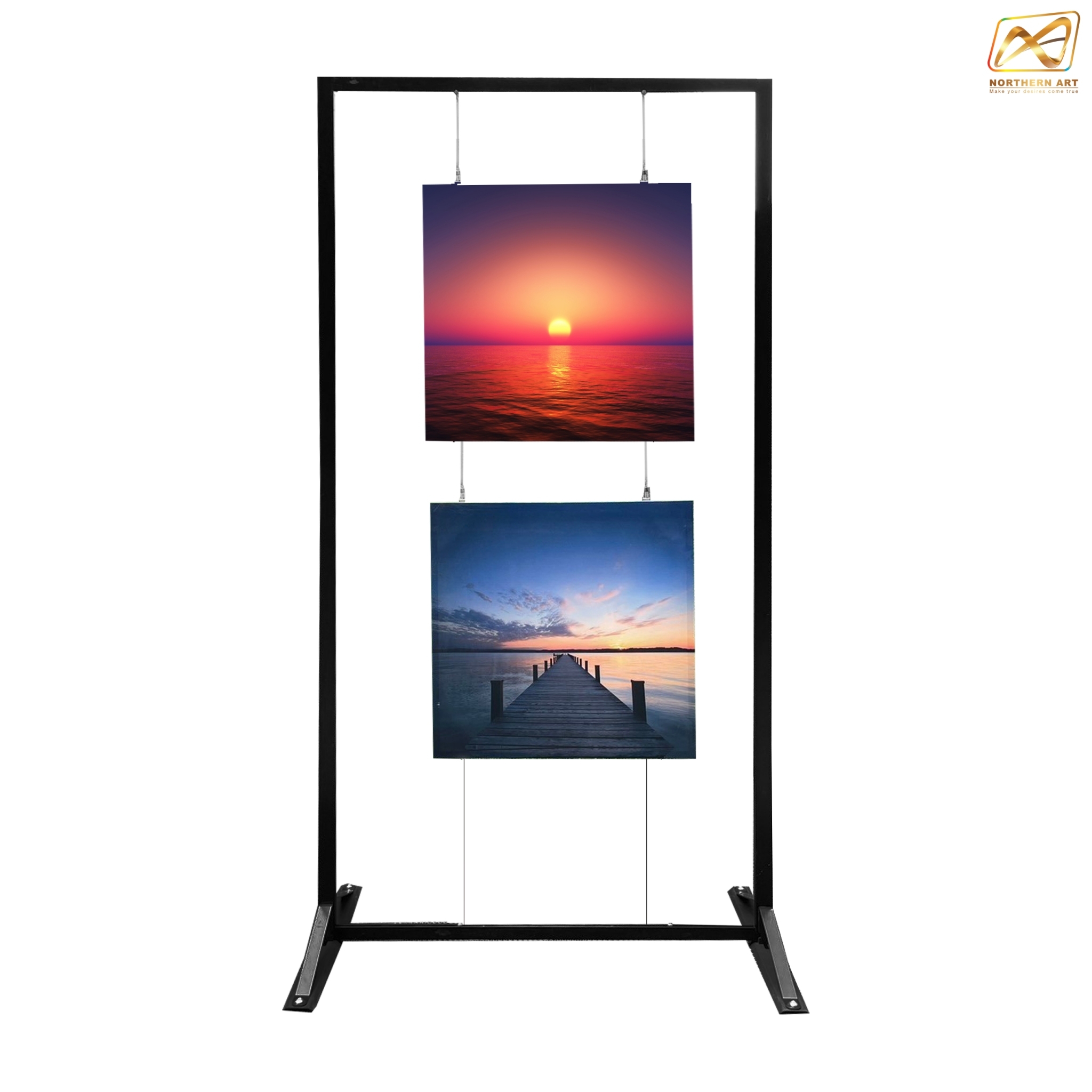 บอร์ดนิทรรศการ พร้อมชุดสลิง 2 ขอ รุ่น DOUBLE SIDED ขนาด(W)100 x (W)200 cm. สามารถแขวนภาพได้ 2 ด้าน 4 ภาพ บน 2 ภาพ-ล่าง 2 ภาพ ถอดประกอบได้
