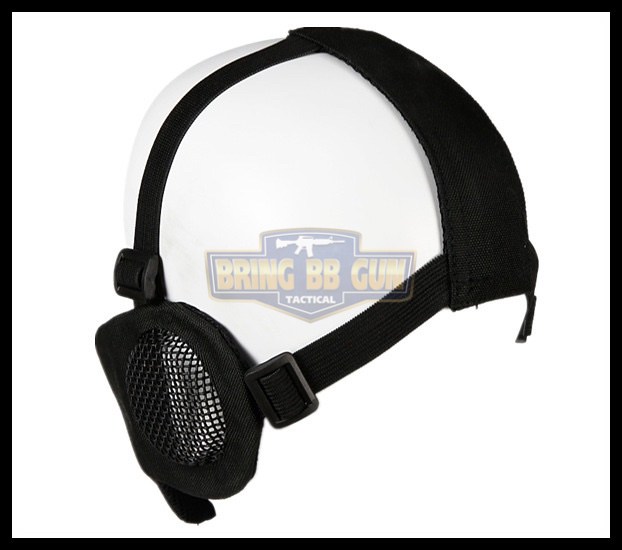 หน้ากากตะแกรงครึ่งหน้า รุ่นแก้มผ้ามีที่ปิดหู