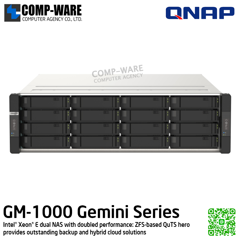 QNAP (3U 20-Bay) GM-1002 / Intel Xeon E-2236 (6Core) / 16GB UDIMM DDR4 ECC (2 x 8GB) /8 x 2.5"/3.5" SATA 6Gbps + 2 x 2.5" NVMe Gen3 x4/SATA 6Gbps / 770W Redundant PSU / 3Y Warranty , No HDD , No Rail Kit