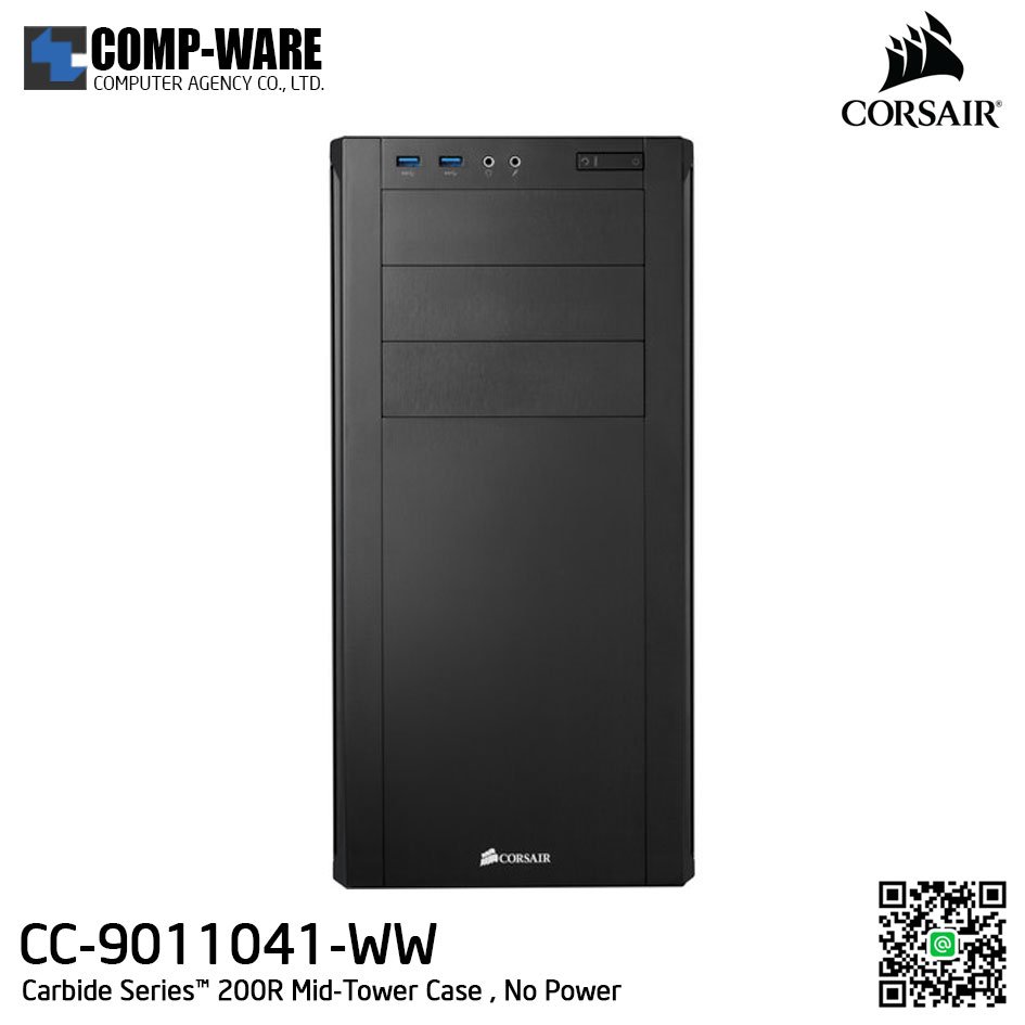 Corsair Carbide Series 200R Window Mid-tower chassis , No Power - CC-9011041-WW
