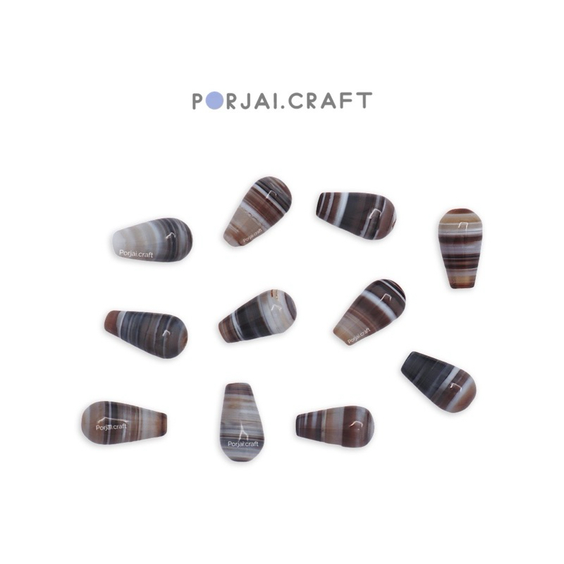 Tibetan Agate Tear Drop Beads ลูกปัดหินอาเกต 15mm