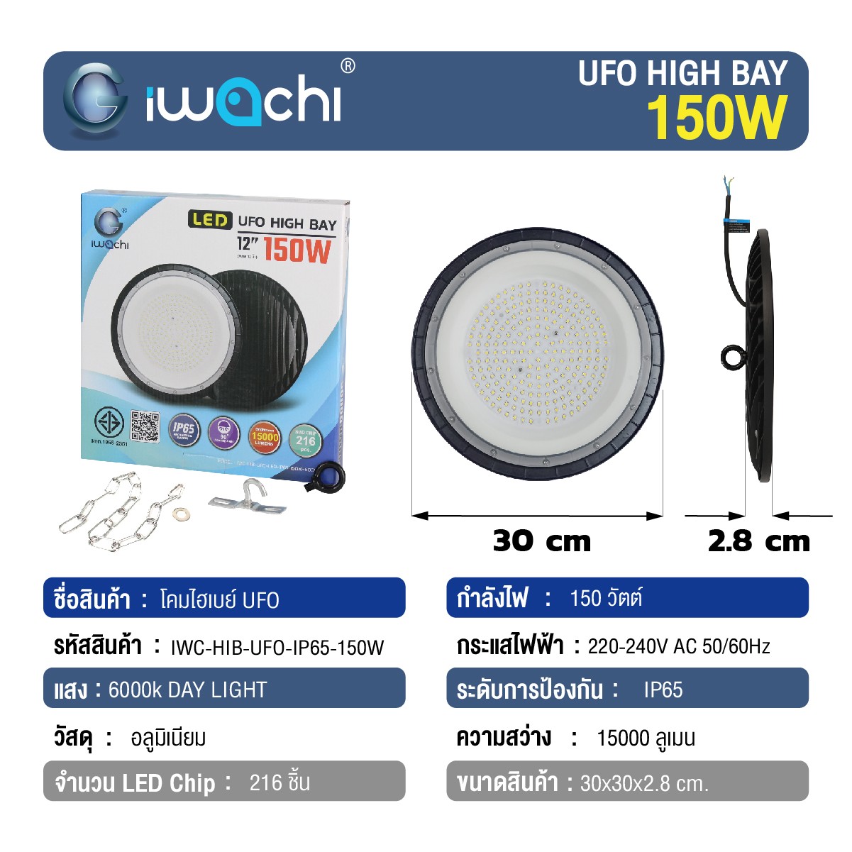 โคมไฟled HIGH BAY 150W รุ่นใหม่ บางมาก ระบายความร้อนได้เร็ว