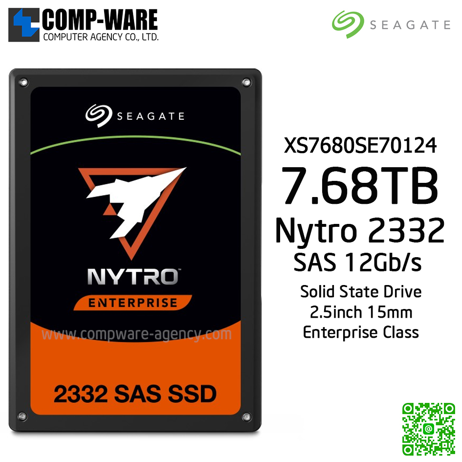 Seagate Nytro 2332 7.68TB 2.5 Inch 15mm Enterprise SSD SAS 12Gb/s ,NO ENCRYPTION 3D eTLC , XS7680SE70124 (5 Years warranty)