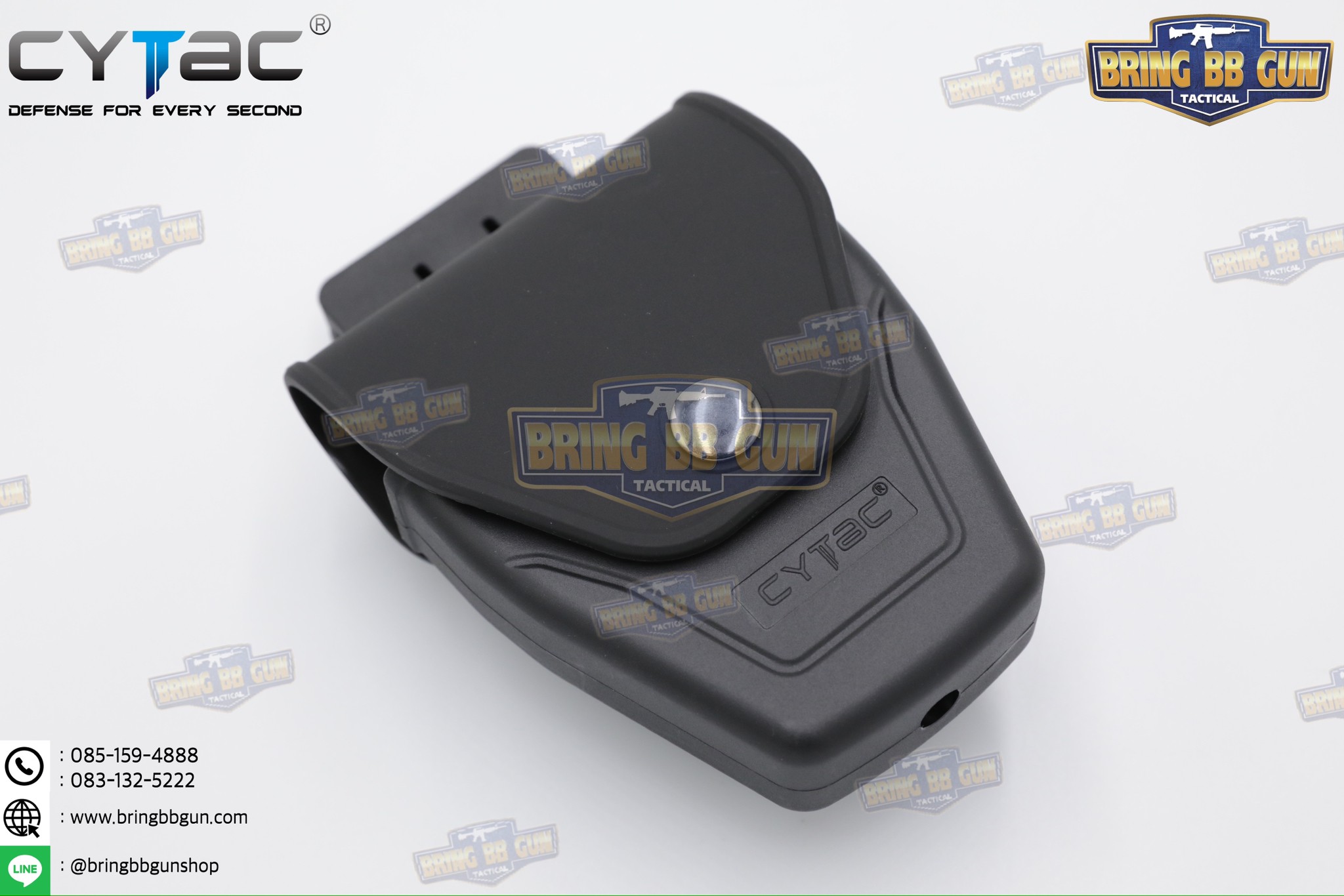 ซองกุญแจมือ รุ่นบานพับ (มีฝาปิด เพลทร้อยเข็มขัด) ยี่ห้อ Cytac (Handcuff Pouch with Lid) + กูญแจมือบานพับ