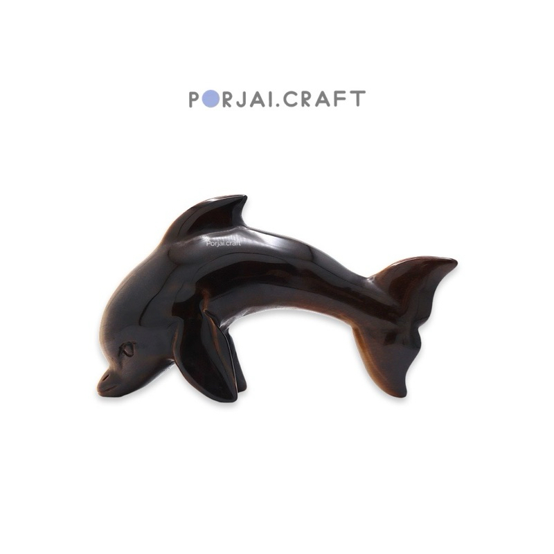Yellow Tiger Eye Dolphin Carvings ไทเกอร์อายแกะสลักรูปโลมา