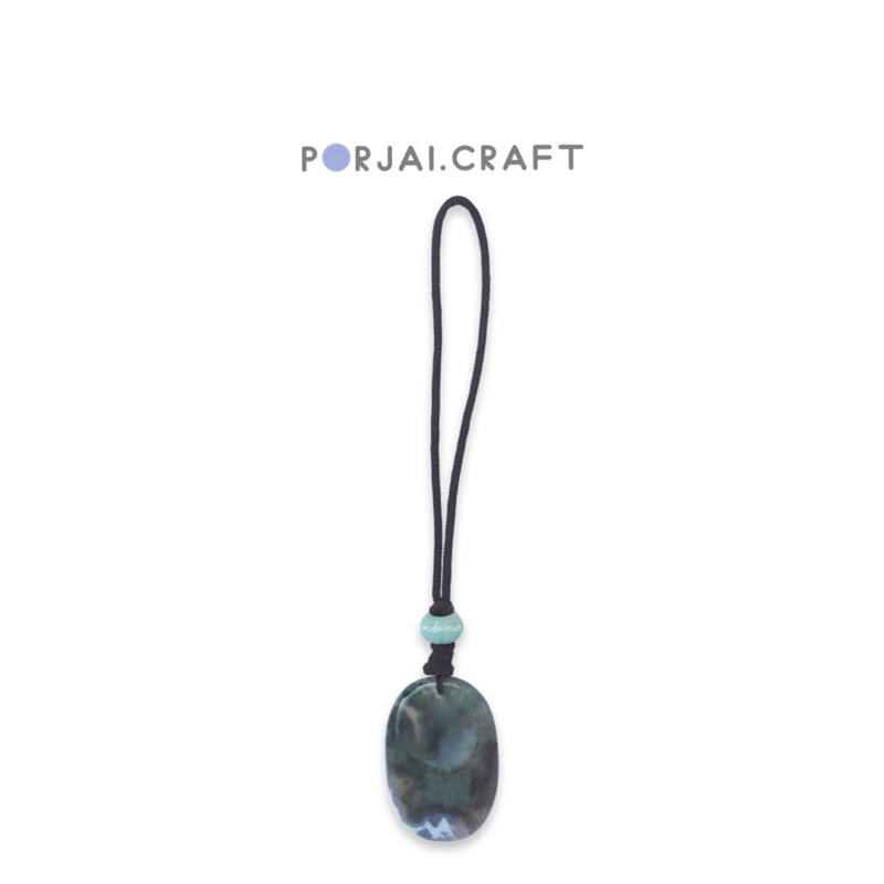 Moss Agate Worry Stone Keychain พวงกุญแจมอสอาเกต
