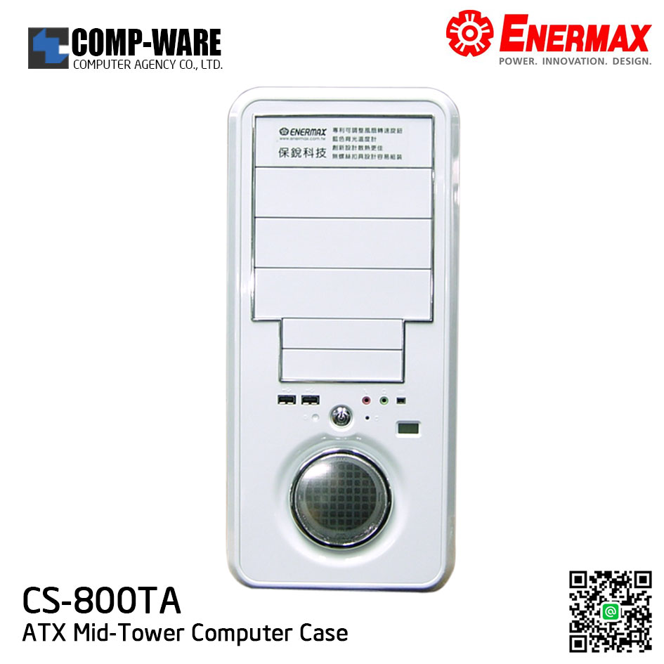Enermax CS-800TA White ATX Mid-Tower Computer Case, No Power supply