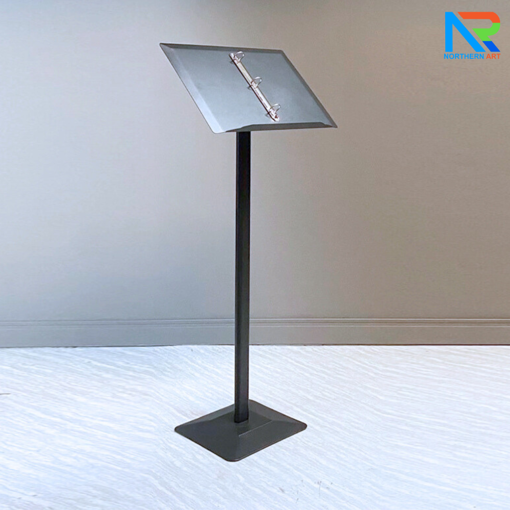 เมนูสแตนด์ สีดำ ขนาด A3 วัสดุเหล็กพ่นอบสีอุตสาหกรรม ถอดประกอบได้ พร้อมห่วงใส่เอกสาร ถอดออกได้