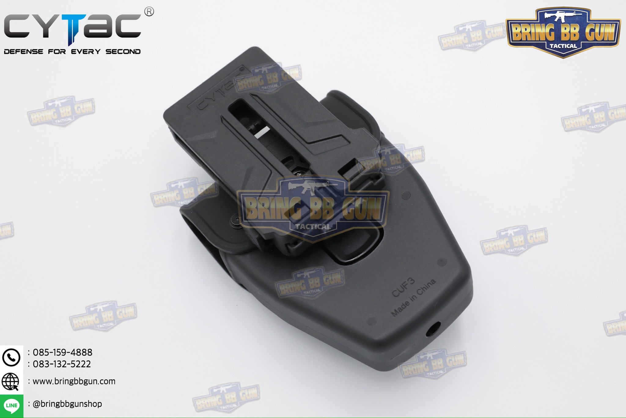 ซองกุญแจมือ รุ่นบานพับ (มีฝาปิด เพลทร้อยเข็มขัด) ยี่ห้อ Cytac (Handcuff Pouch with Lid) + กูญแจมือบานพับ