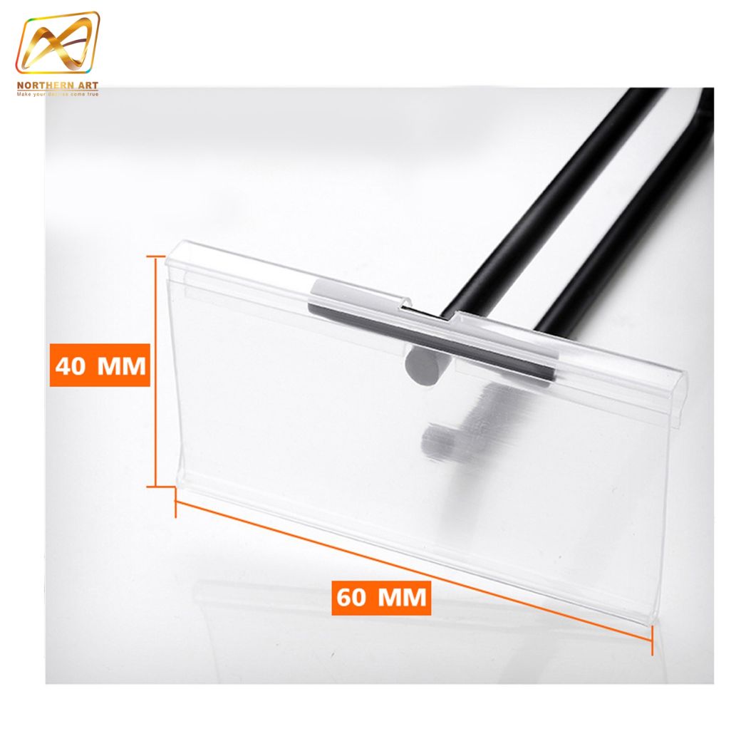 ขอแขวนสินค้า HOOK แบบแขนคู่ แขนบนยาว 20 cm. แขนล่าง 18.5 cm. สีเงิน พร้อมป้ายราคา 4x6 cm.