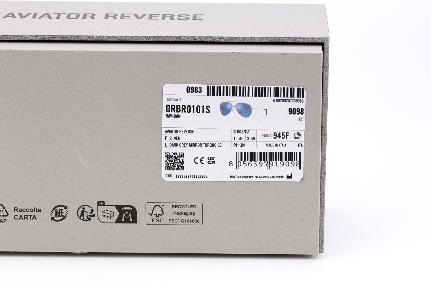 RayBan Aviator Reverse RBR0101S 003/GA