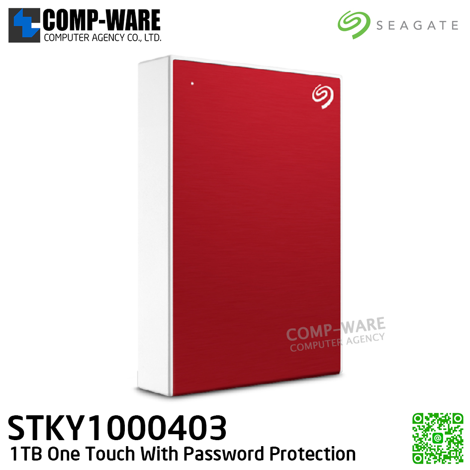 Seagate One Touch With Password Protection 1TB (Red) External HDD 2.5" - STKY1000403 / 3Y Warranty