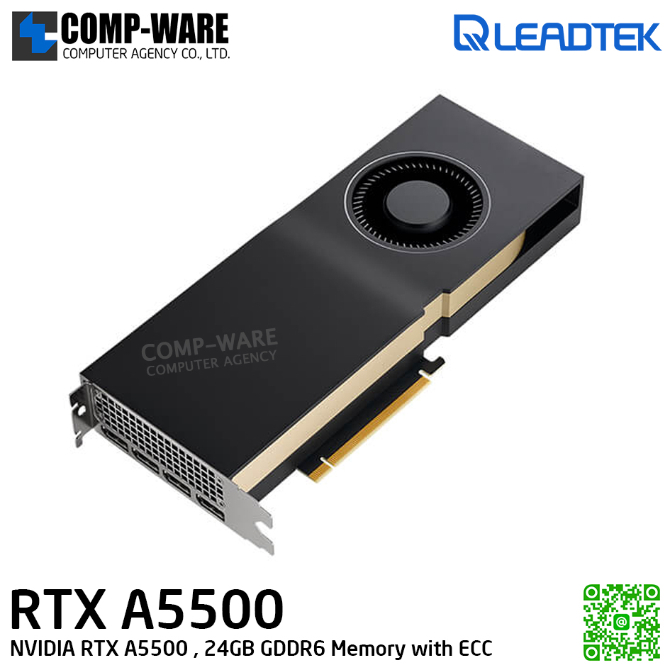 Leadtek NVIDIA RTX A5500 (24GB GDDR6 with ECC) Workstation Graphics Card for revolutionary designs, scientific breakthroughs, and immersive entertainment รับประกัน 3ปี