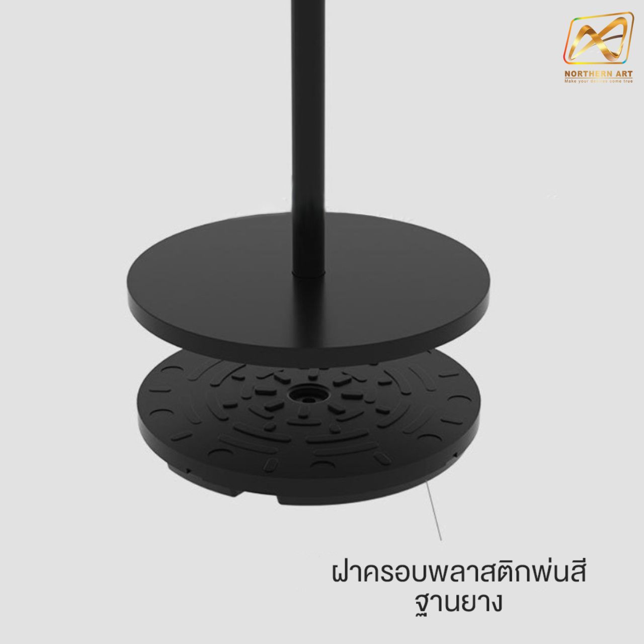 โปสเตอร์สแตนด์ ขนาด A3 สีดำ ฐานกลม เสาเดี่ยว สอดภาพจากด้านข้าง เปลี่ยนมุมเอน ปรับแนวตั้ง-แนวนอนได้