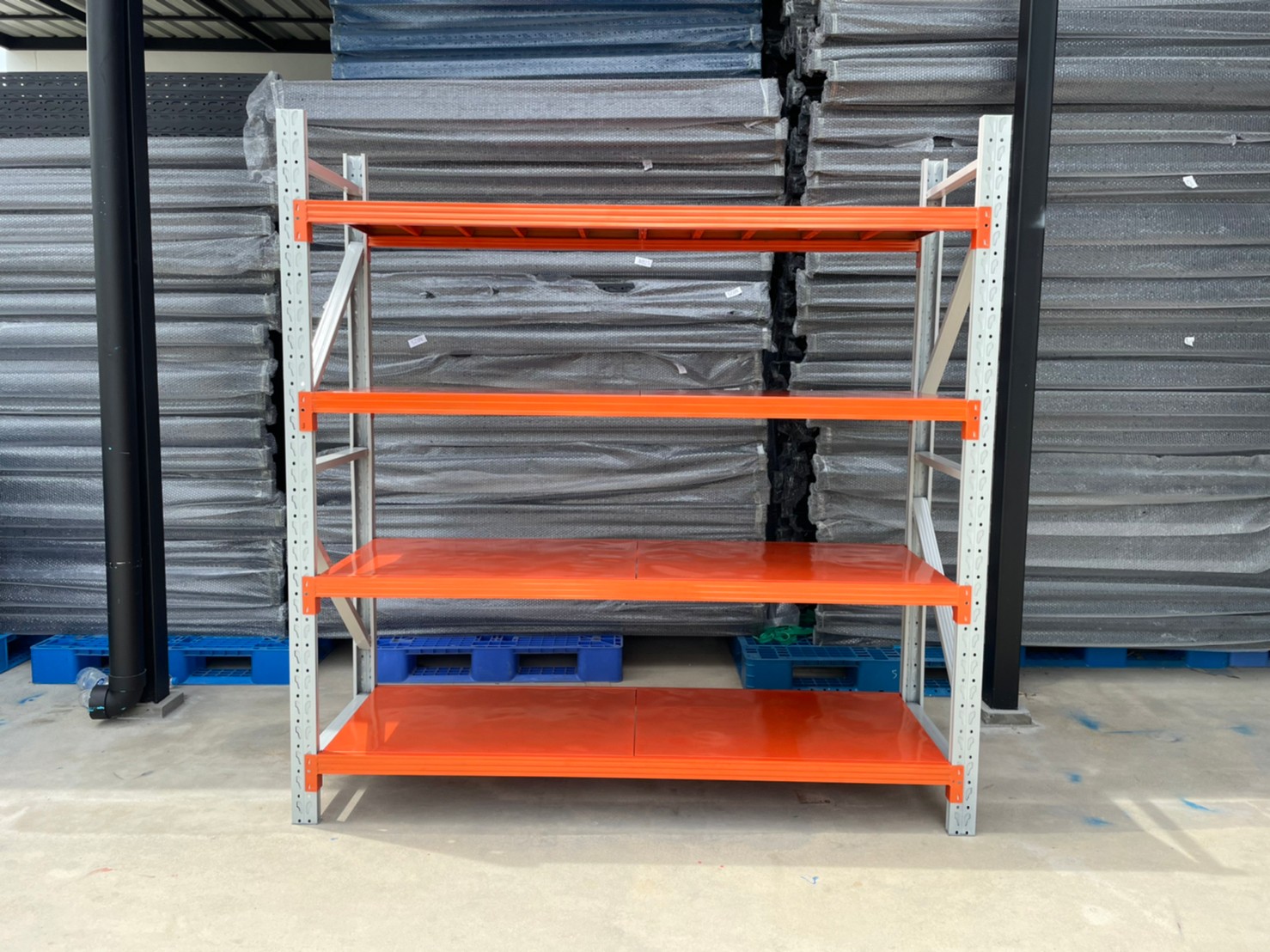 ชั้นวางสินค้า Micro Rack (ชั้นเดี่ยว Single Rack) สีทูโทน ขาว-ส้ม ขนาด W200*D60*H200cm.