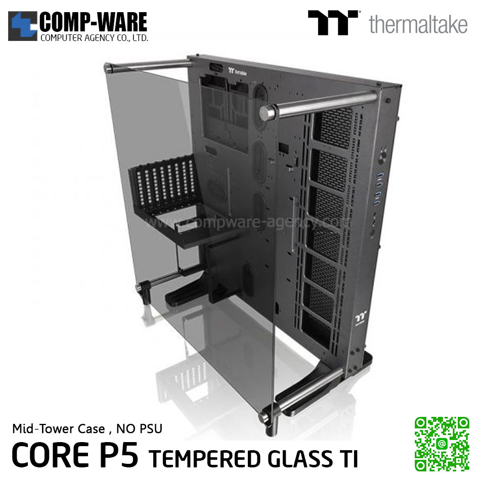 Thermaltake Core P5 TG Ti ,Tempered Glass Titanium Edition ATX Wall Mount Chassis , Space Gray , No Power - CA-1E7-00M9WN-00