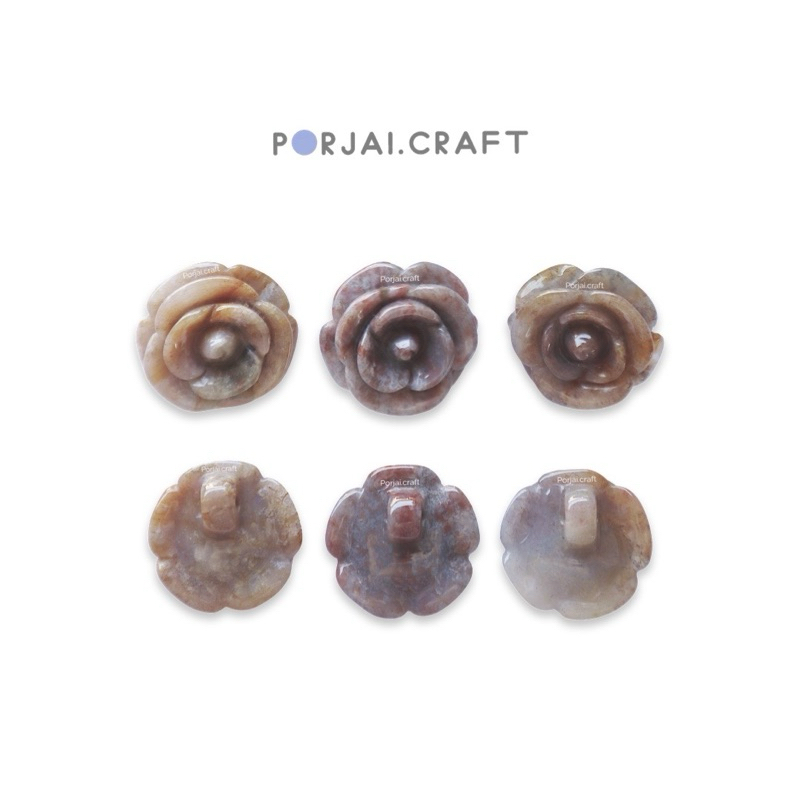 Fancy Agate Rose Shank Button Bead ลูกปัดดอกกุหลาบแฟนซีอาเกต 30mm