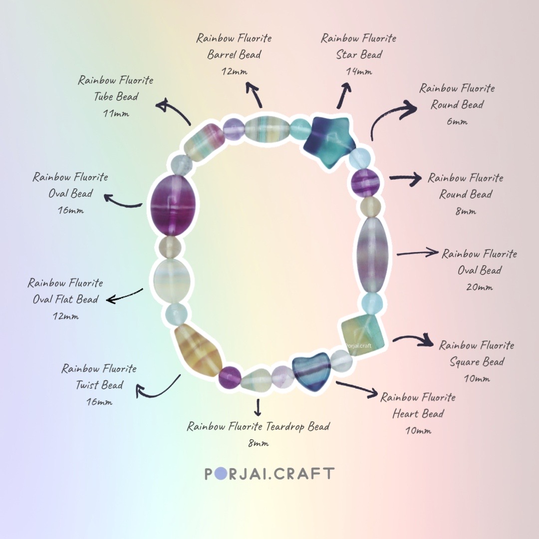 Rainbow Fluorite oval bead ลูกปัดฟลูออไรด์สีรุ้ง 20mm